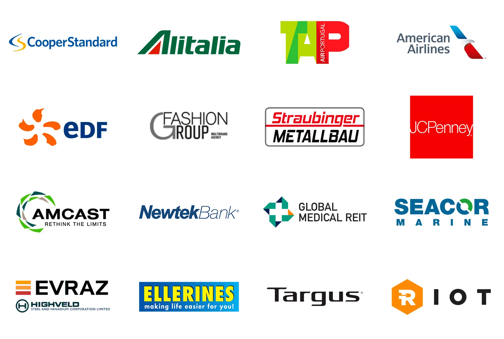 Companies served by firms in the BTGGA alliance: Cooper Standard, Alitalia, TAP Air Portugal, American Airlines, EDF, Fashion Group, Straubinger Metallbau, JCPenney, Amcast, Newtek Bank, Global Medical REIT, Seacor Marine, Evraz Highveld, Ellerines, Targus, Riot